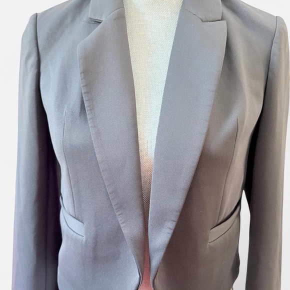 Express Fitted Suit Blazer Jacket open no button semi-cropped xs black - Picture 2 of 8